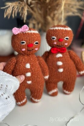 Gingerbread Man knitting toy pattern - 2 needles version