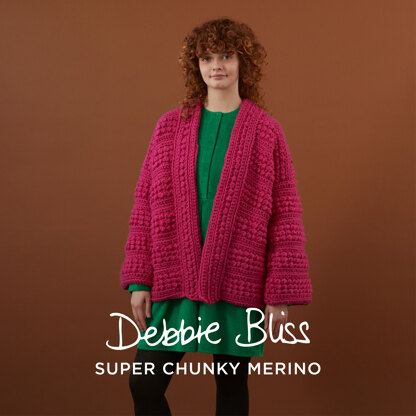 Crochet Berry Stitch Stripe Jacket - Crochet Pattern for Women in Debbie Bliss Super Chunky Merino by Debbie Bliss - DB420 - Downloadable PDF