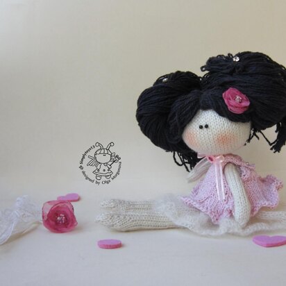 Doll clothes dress marshmallow - knitting pattern