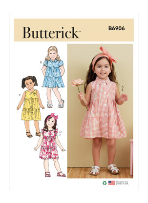 Butterick Toddlers' Dress and Headband B6906 - Paper Pattern, Size 1/2-1-2-3-4