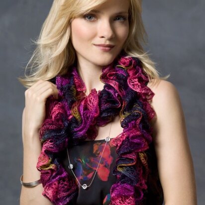 Nanette Ruffle Scarf in Red Heart Soft Solids - LW2745