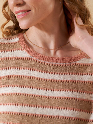 Clara Eyelet Striped Top in West Yorkshire Spinners Exquisite Lace - DBP0272 - Downloadable PDF