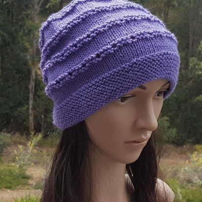 Cathy - 8ply eyelet stitch beanie