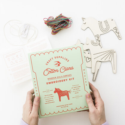 Cotton Clara Dala Horse Embroidery Kit - 12cm