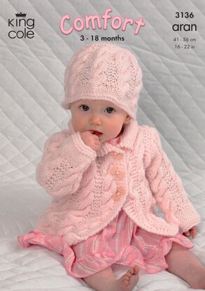 Coat, Dress, Sweater and Hat in King Cole Comfort Aran - 3136