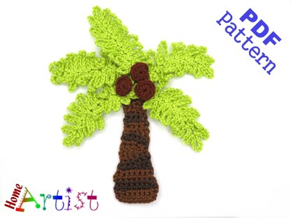 Palm tree crochet applique pattern