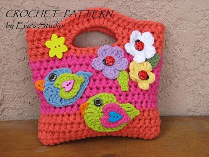 Girls Purse with Birds a Flowers