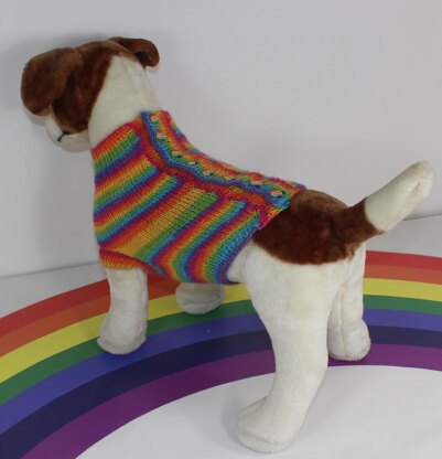 Small Dog Rainbow 4ply Back Button Up Coat