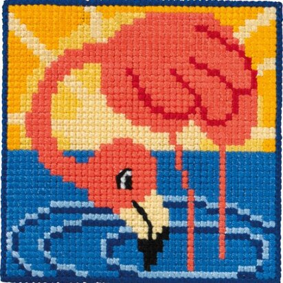 Permin Children's kit Flamingo Cross Stitch Kit - 25x25cm