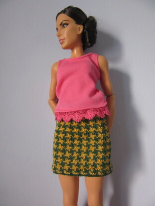 1:6th scale houndstooth check mini skirt