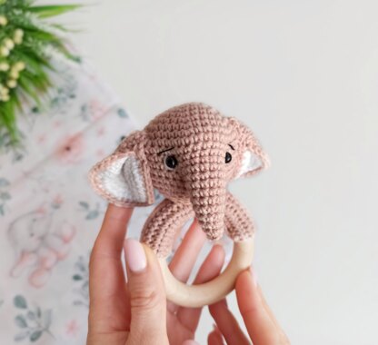Elephant crochet rattle