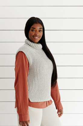 Ribbed Sleeveless Top - Knitting Pattern For Women in Debbie Bliss Cashmerino Aran by Debbie Bliss