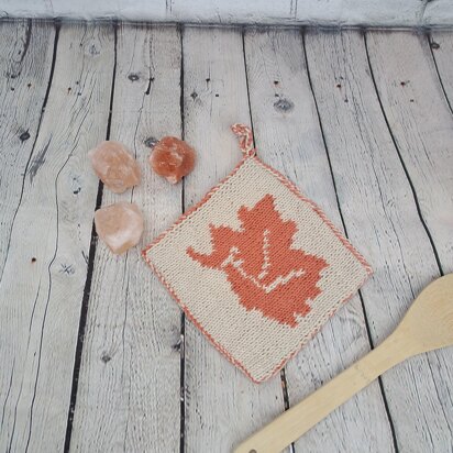 Autumn Pot Holder, Kitchen Accessory in Double-Face Knitting Technique