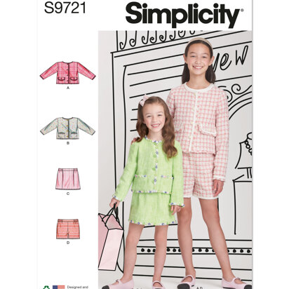 Simplicity Children's and Girls' Jackets, Skirt and Shorts S9721 - Sewing Pattern