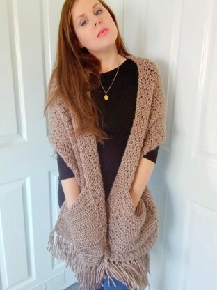 Crochet Harvest Moon Pocket Shawl Pattern