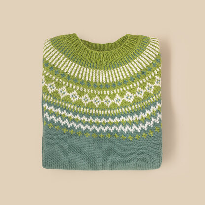 Forest Fairisle Yoke Jumper - Free Knitting Pattern For Men in Paintbox Yarns Wool Mix Aran