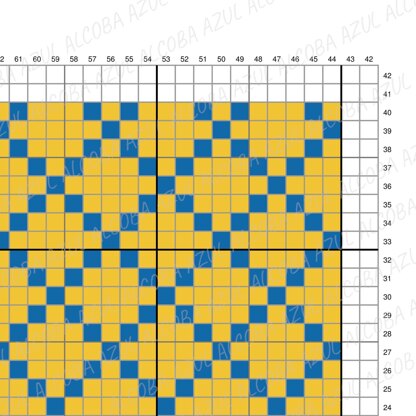 Golden Mosaic Seville Tiles Square Pillow Mini C2C Crochet Pattern