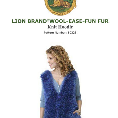 Knit Hoodie in Lion Brand Wool-Ease and Fun Fur - 50323 - Downloadable PDF