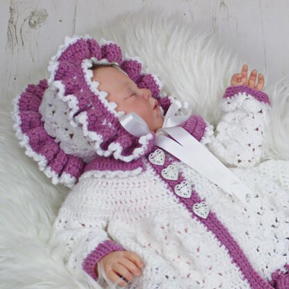 Crochet Pattern Matinee Jacket & Bonnet UK & USA Terms #357