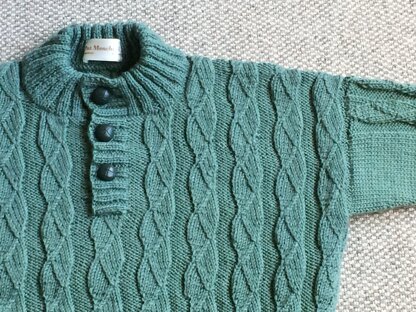 Ribbed Sweater with Button Neck
