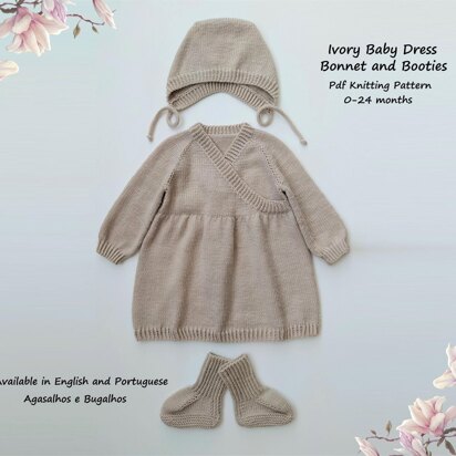 Ivory Baby Dress, Bonnet and Booties Set | 0-24 months