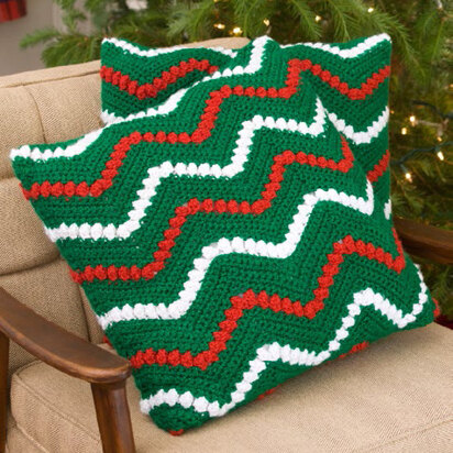 Christmas Ripple Pillows in Red Heart Holiday - LW2283EN - Downloadable PDF