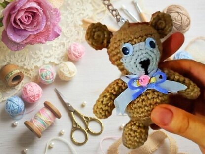 Crochet Bear Keychain Pdf + Video Tutorial