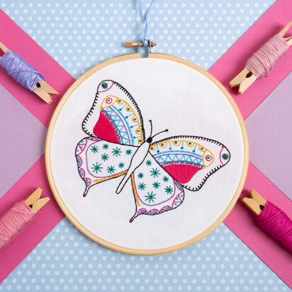 Hawthorn Handmade Butterfly Contemporary Embroidery Kit - 12 x 15cm