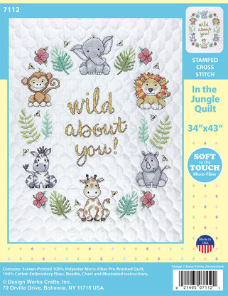 Design Works In The Jungle Quilt Cross Stitch Kit - 34 x 43 Quilt