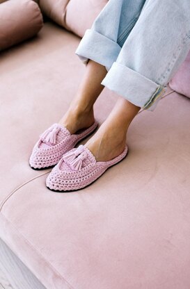 Mules with Tassels Crochet Pattern, Crochet Loafers Video Tutorial