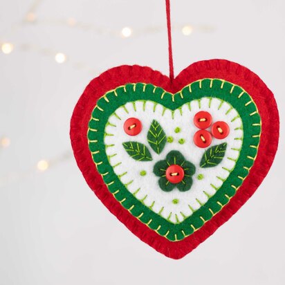 Winterberry Heart Felt Ornament