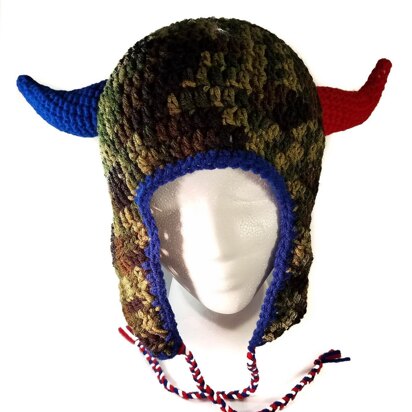 Horned Football Earflap Hat