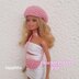 Pink beret and crossbody bag for doll