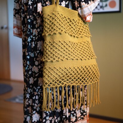 Boho Mesh and Fringe Tote Bag