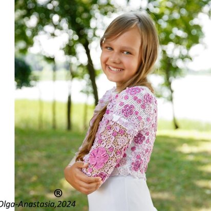 Crochet lace jacket for girls