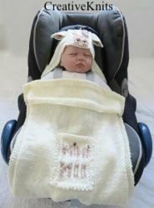 Mini Moo Hooded Baby Car Seat Blanket