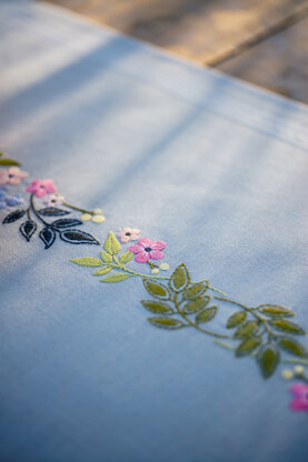 Vervaco Flowers & Leaves Table Runner Printed Embroidery Kit - 40cm x 100cm