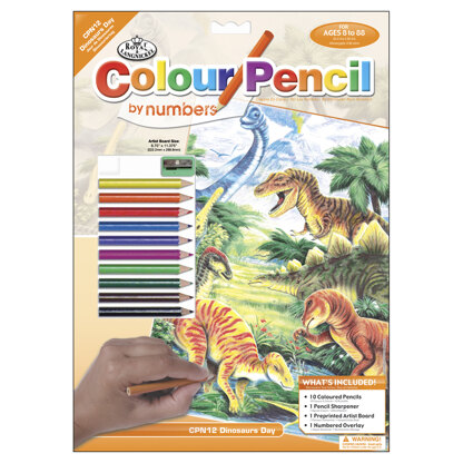 Royal Brush Color Pencil By Number Kit 8.75"X11.75" - Dinosaur Fun