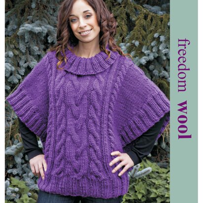 Cabled Poncho Sweater in Twilleys Freedom Wool - 9134