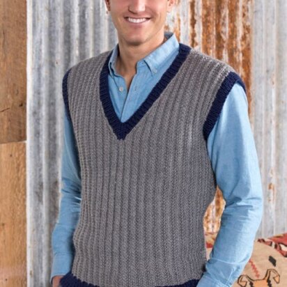 Man's Seeded Rib Vest in Red Heart Soft Solids - LW4271