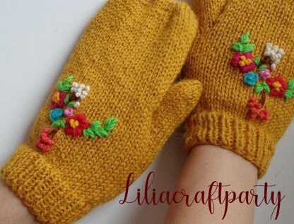 Floral Bouquet Mittens Gloves