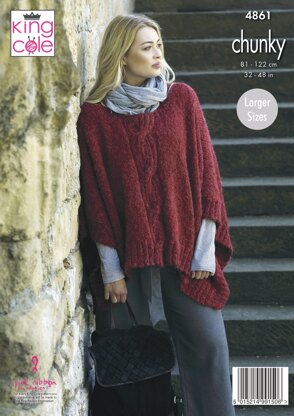 Ladies Ponchos in King Cole Indulge Chunky - 4861 - Downloadable PDF