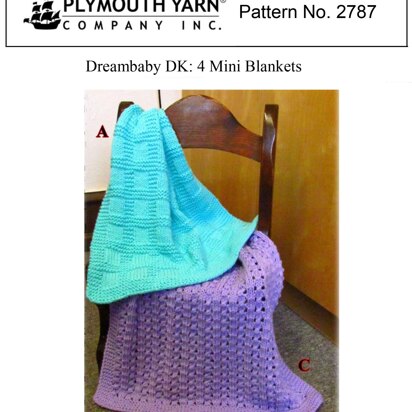 4 Mini Blankets in Plymouth Yarn Dreambaby DK - 2787 - Downloadable PDF