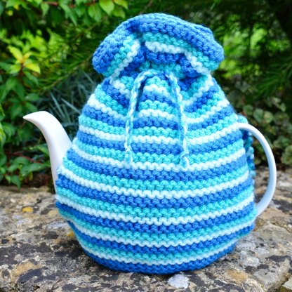 Ocean Blue 4 Cup Teapot Cosy Knitting Pattern