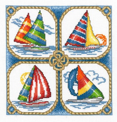Imaginating Four Sailboats Cross Stitch Kit