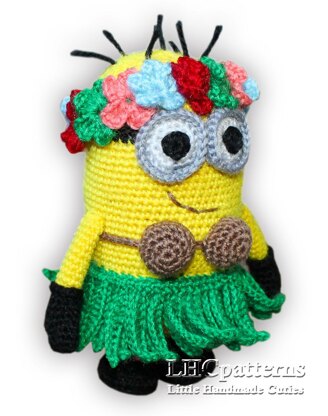 Crochet Minion Hula Pattern, Minion Hawaii Girl Crochet Pattern, Minion Crochet Pattern