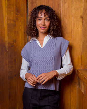 Ida Cable Vest - Tank Knitting Pattern For Women in MillaMia Naturally Soft Merino by MillaMia