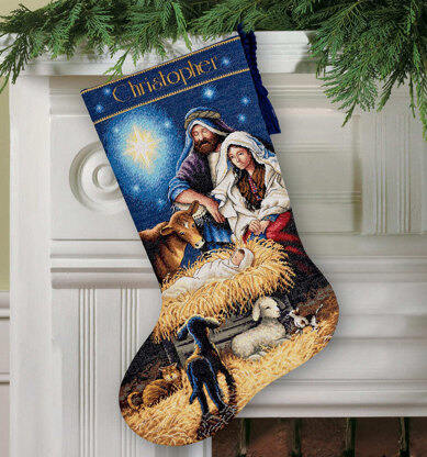 Dimensions Counted Cross Stitch Kit: Stocking: Holy Night - 41cm (16in)