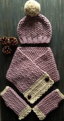 Chunky Moss Stitch Hat, Scarf and Gloves