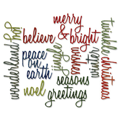 Sizzix Thinlits Dies By Tim Holtz 17/Pkg - Script Holiday Words